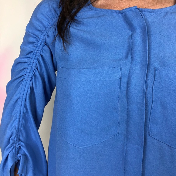 Nanette Lepore Button Down Drawstring Pockets Blou - Picture 3 of 8